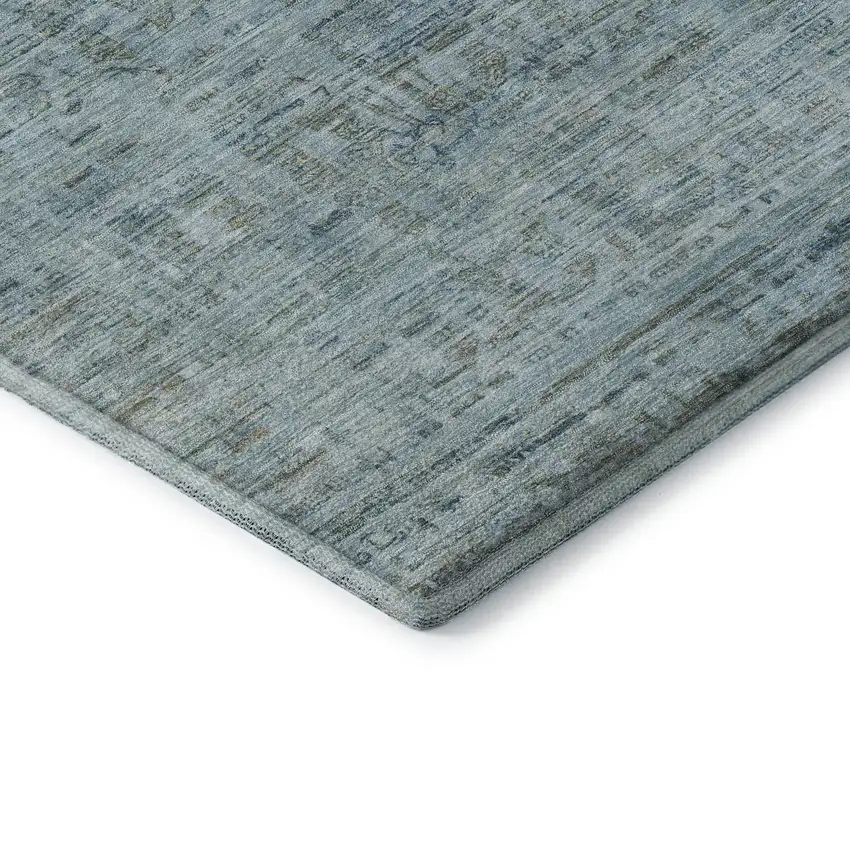Sky Blue And Denim Blue Oriental Washable Area Rug With UV Protection Photo 7