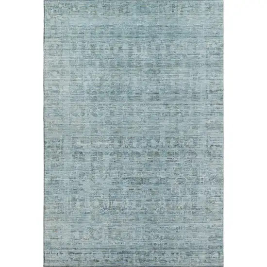 Sky Blue And Denim Blue Oriental Washable Area Rug With UV Protection Photo 1