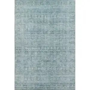 Photo of Sky Blue And Denim Blue Oriental Washable Area Rug With UV Protection