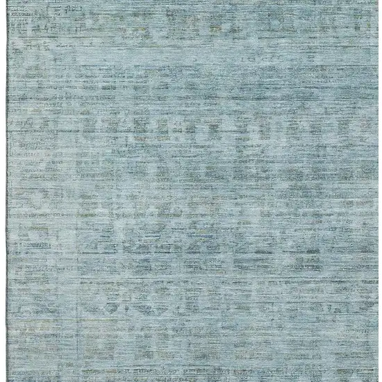 Sky Blue And Denim Blue Oriental Washable Area Rug With UV Protection Photo 2