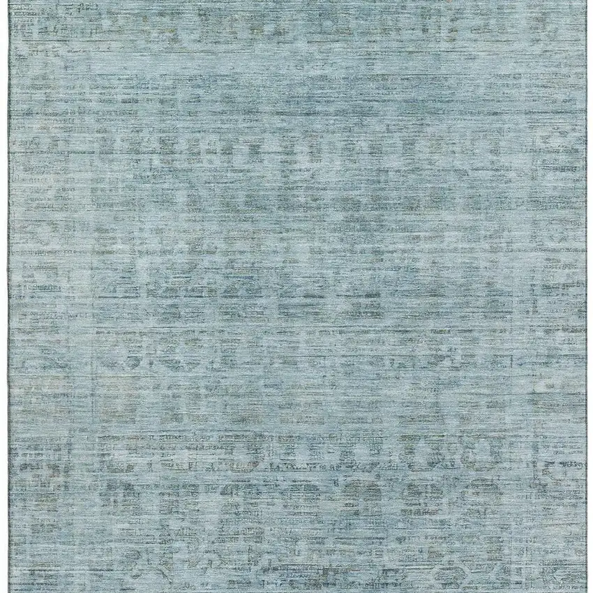 Sky Blue And Denim Blue Oriental Washable Area Rug With UV Protection Photo 3