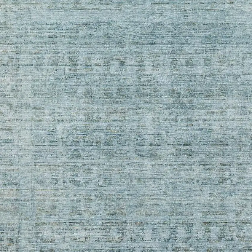 Sky Blue And Denim Blue Oriental Washable Area Rug With UV Protection Photo 2