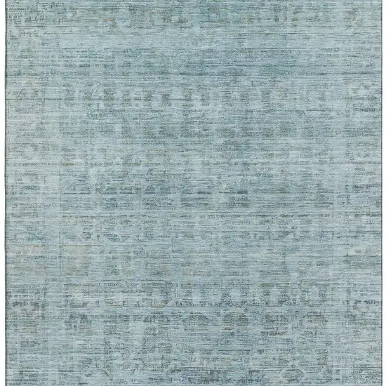 Sky Blue And Denim Blue Oriental Washable Area Rug With UV Protection Photo 3