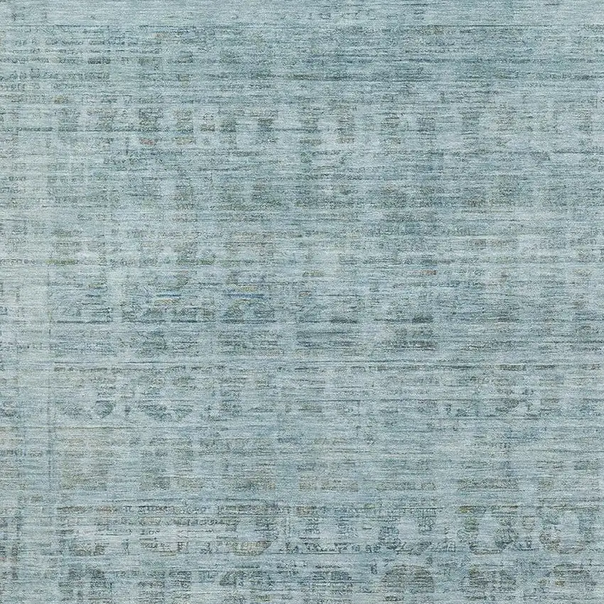 Sky Blue And Denim Blue Oriental Washable Area Rug With UV Protection Photo 2