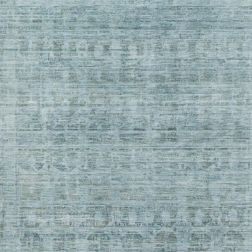 Sky Blue And Denim Blue Oriental Washable Area Rug With UV Protection Photo 2