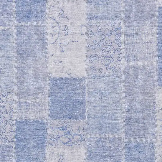 Sky Blue And Denim Blue Patchwork Washable Indoor Outdoor Area Rug Photo 5
