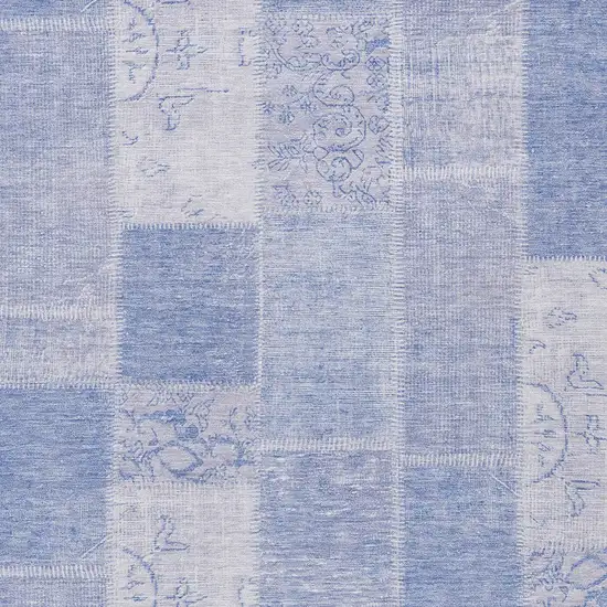 Sky Blue And Denim Blue Patchwork Washable Indoor Outdoor Area Rug Photo 4