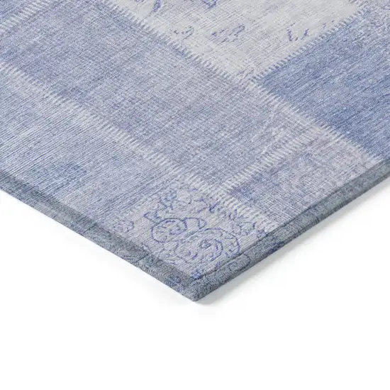 Sky Blue And Denim Blue Patchwork Washable Indoor Outdoor Area Rug Photo 3