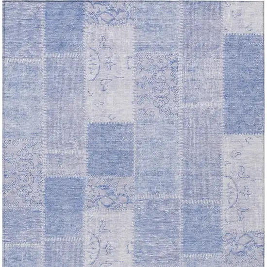 Sky Blue And Denim Blue Patchwork Washable Indoor Outdoor Area Rug Photo 5