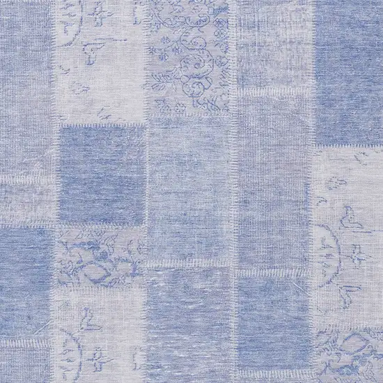 Sky Blue And Denim Blue Patchwork Washable Indoor Outdoor Area Rug Photo 4