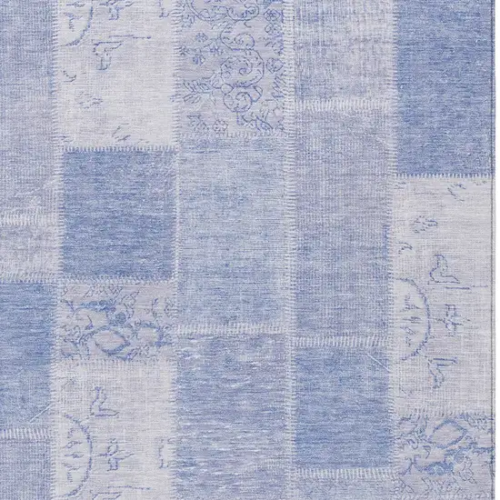 Sky Blue And Denim Blue Patchwork Washable Indoor Outdoor Area Rug Photo 4