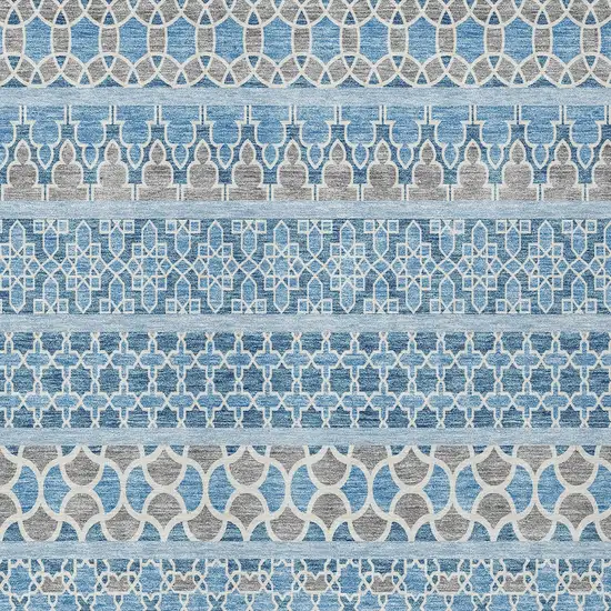 Sky Blue And Denim Blue Quatrefoil Washable Indoor Outdoor Area Rug Photo 5