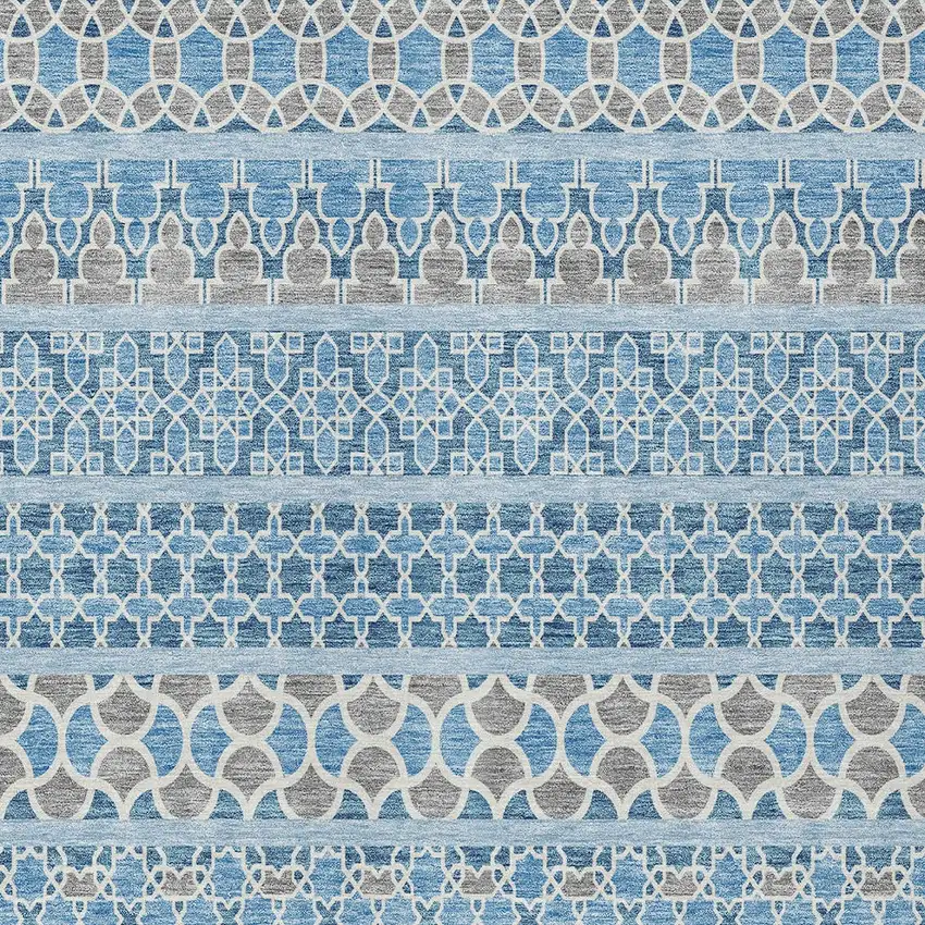 Sky Blue And Denim Blue Quatrefoil Washable Indoor Outdoor Area Rug Photo 5