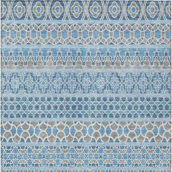 Sky Blue And Denim Blue Quatrefoil Washable Indoor Outdoor Area Rug Photo 6
