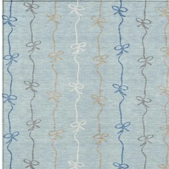 Sky Blue And Denim Blue Southwestern Washable Indoor Outdoor Area Rug Photo 2