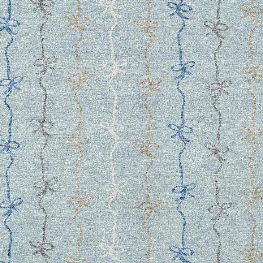 Sky Blue And Denim Blue Southwestern Washable Indoor Outdoor Area Rug Photo 2