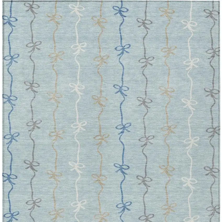 Sky Blue And Denim Blue Southwestern Washable Indoor Outdoor Area Rug Photo 3