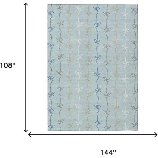 Sky Blue And Denim Blue Southwestern Washable Indoor Outdoor Area Rug Photo 6