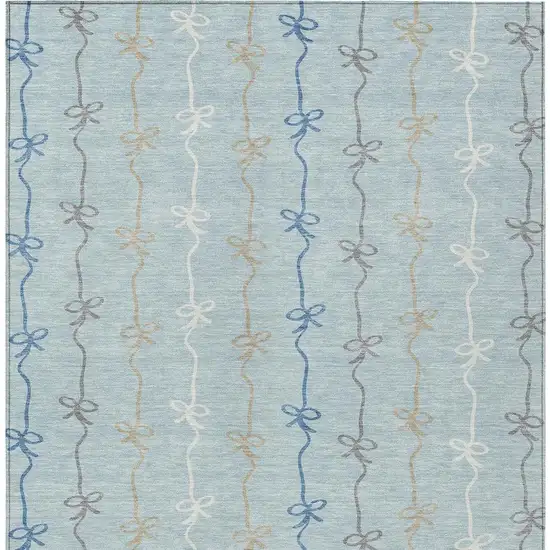 Sky Blue And Denim Blue Southwestern Washable Indoor Outdoor Area Rug Photo 3