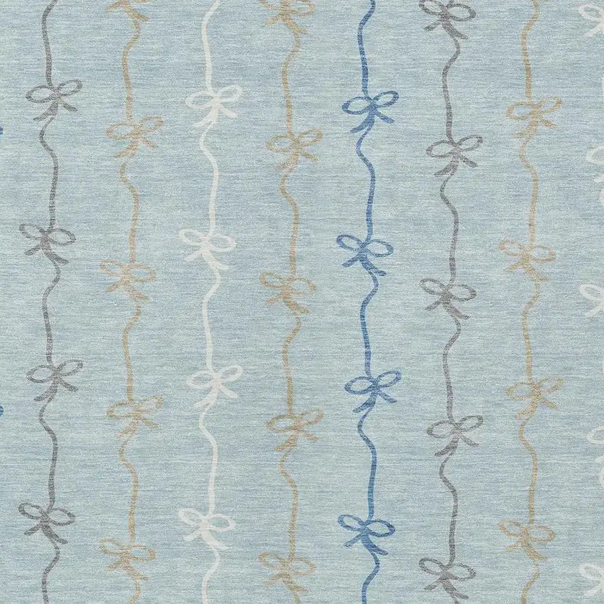 Sky Blue And Denim Blue Southwestern Washable Indoor Outdoor Area Rug Photo 2