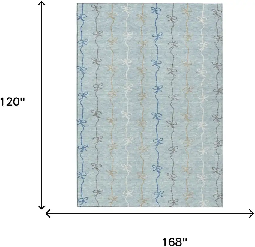 Sky Blue And Denim Blue Southwestern Washable Indoor Outdoor Area Rug Photo 6
