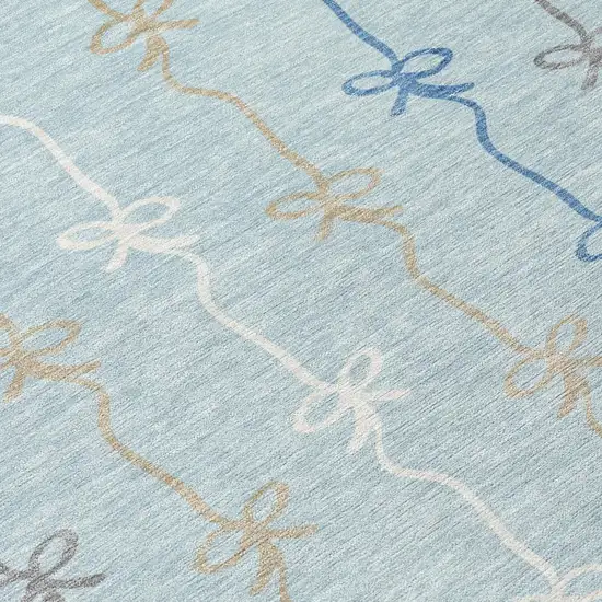 Sky Blue And Denim Blue Southwestern Washable Indoor Outdoor Area Rug Photo 5