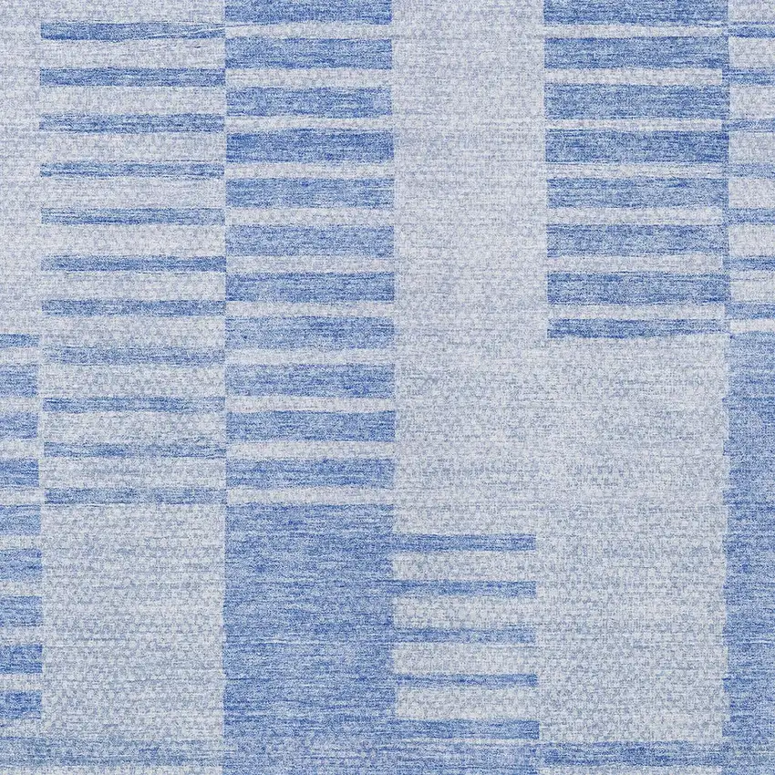 Sky Blue And Denim Blue Striped Washable Indoor Outdoor Area Rug Photo 5