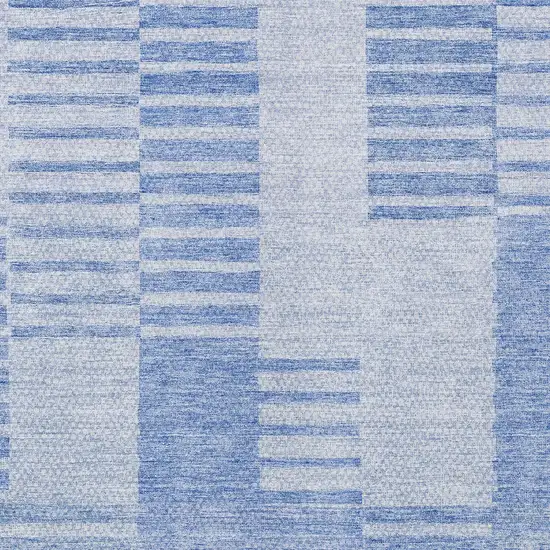 Sky Blue And Denim Blue Striped Washable Indoor Outdoor Area Rug Photo 5