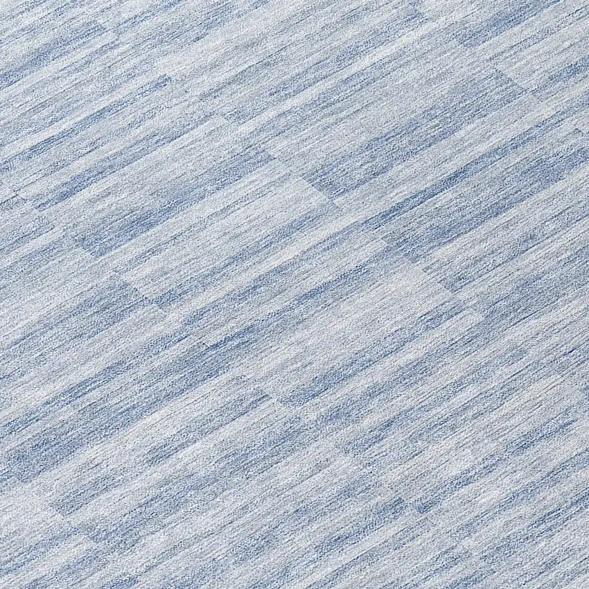 Sky Blue And Denim Blue Striped Washable Indoor Outdoor Area Rug Photo 8