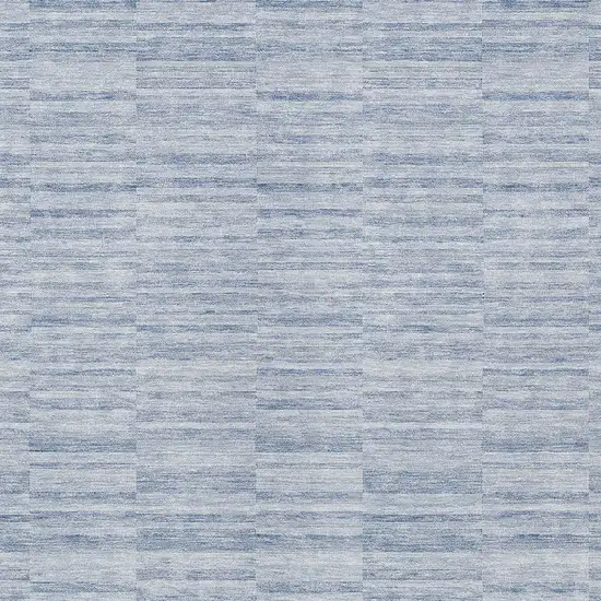 Sky Blue And Denim Blue Striped Washable Indoor Outdoor Area Rug Photo 6
