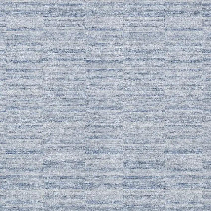 Sky Blue And Denim Blue Striped Washable Indoor Outdoor Area Rug Photo 6