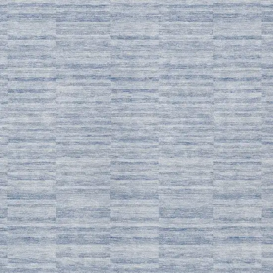 Sky Blue And Denim Blue Striped Washable Indoor Outdoor Area Rug Photo 6
