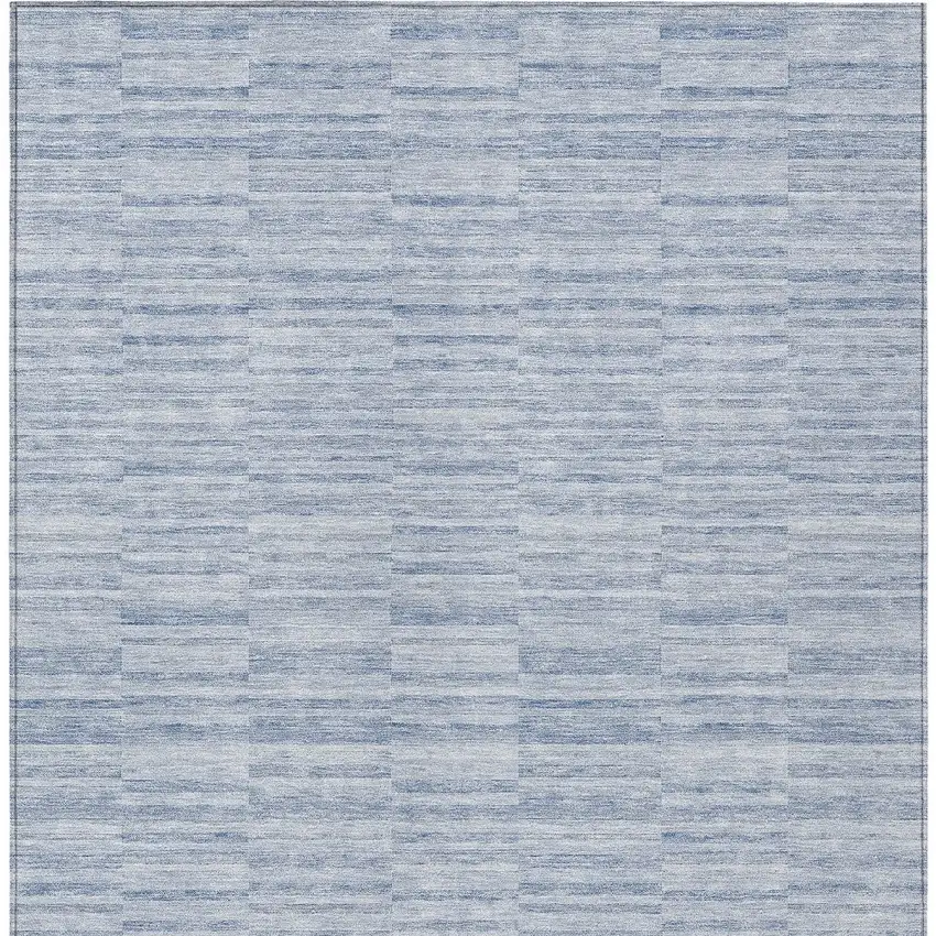 Sky Blue And Denim Blue Striped Washable Indoor Outdoor Area Rug Photo 7