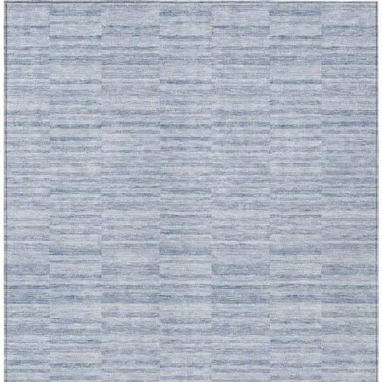 Sky Blue And Denim Blue Striped Washable Indoor Outdoor Area Rug Photo 7