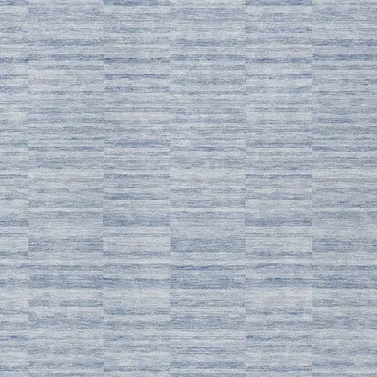 Sky Blue And Denim Blue Striped Washable Indoor Outdoor Area Rug Photo 6