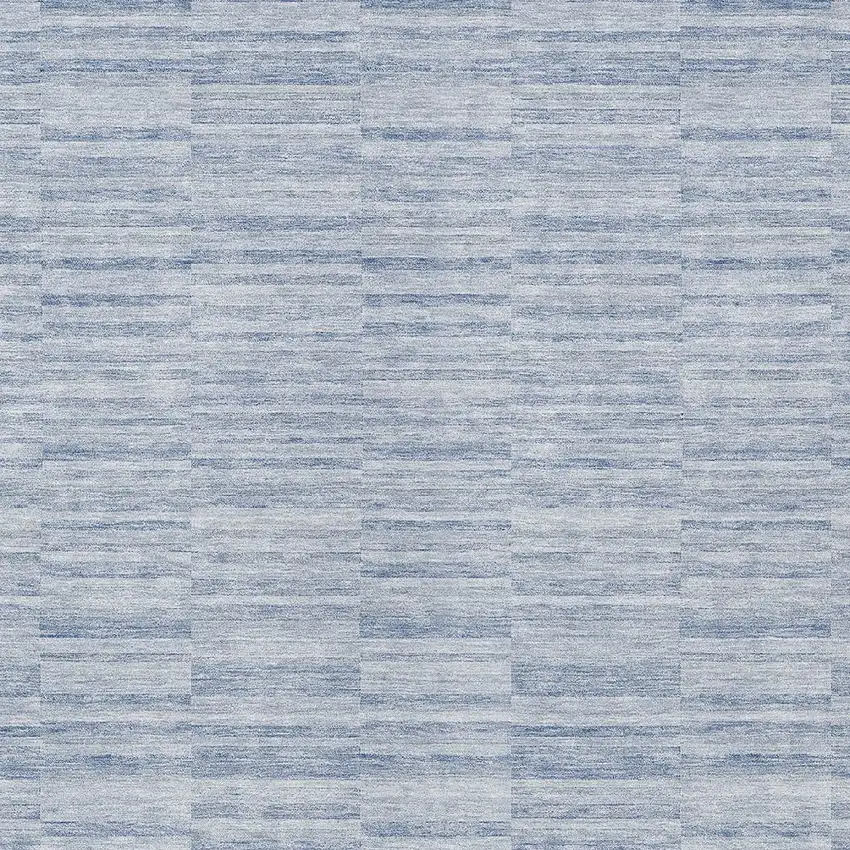 Sky Blue And Denim Blue Striped Washable Indoor Outdoor Area Rug Photo 6