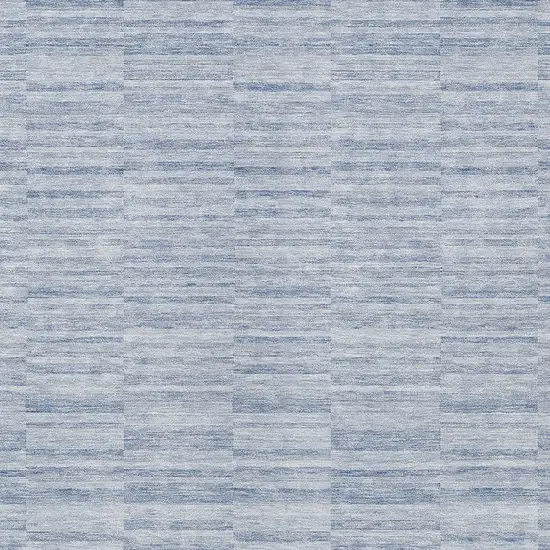 Sky Blue And Denim Blue Striped Washable Indoor Outdoor Area Rug Photo 6