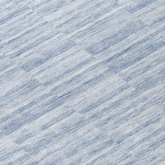 Sky Blue And Denim Blue Striped Washable Indoor Outdoor Area Rug Photo 8