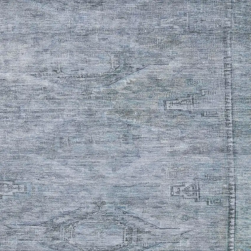 Sky Blue And Gray Abstract Geometric Washable Area Rug With UV Protection Photo 2