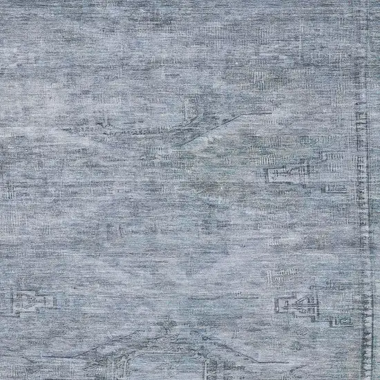 Sky Blue And Gray Abstract Geometric Washable Area Rug With UV Protection Photo 2