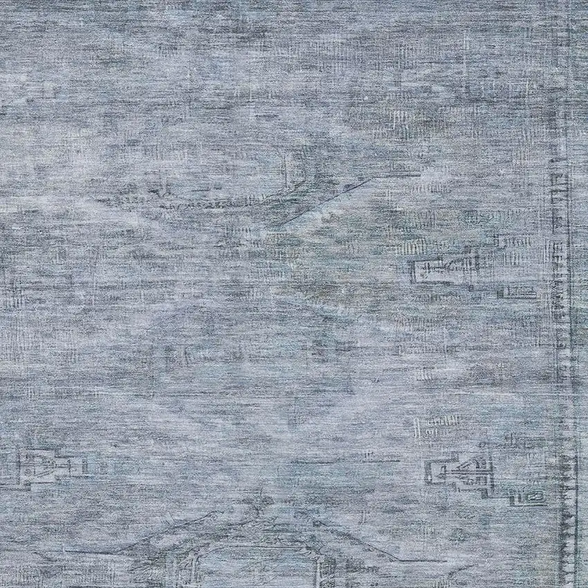 Sky Blue And Gray Abstract Geometric Washable Area Rug With UV Protection Photo 2