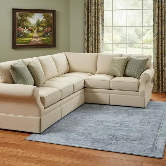 Sky Blue And Gray Abstract Geometric Washable Area Rug With UV Protection Photo 2