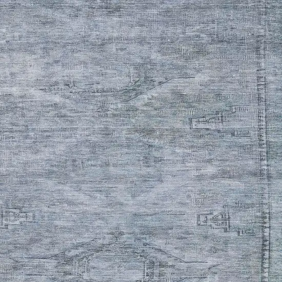 Sky Blue And Gray Abstract Geometric Washable Area Rug With UV Protection Photo 2