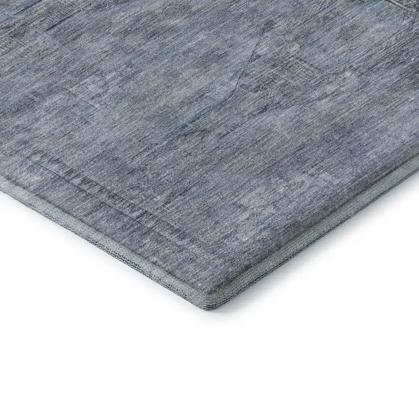 Sky Blue And Gray Abstract Geometric Washable Area Rug With UV Protection Photo 7
