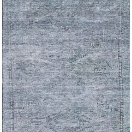 Sky Blue And Gray Abstract Geometric Washable Area Rug With UV Protection Photo 4