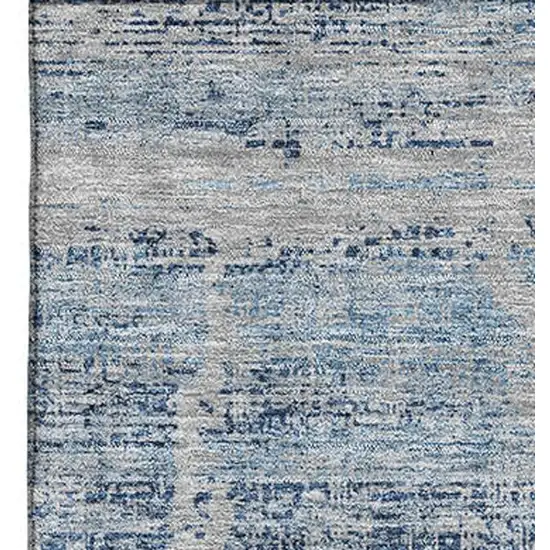 Sky Blue And Gray Abstract Washable Area Rug With UV Protection Photo 3