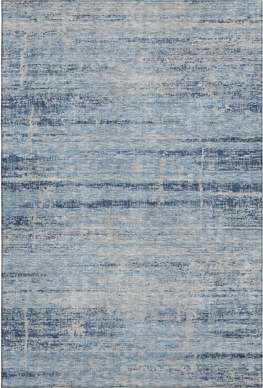 Sky Blue And Gray Abstract Washable Area Rug With UV Protection Photo 1