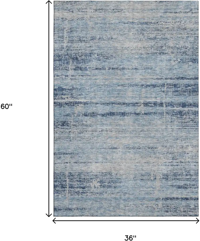 Sky Blue And Gray Abstract Washable Area Rug With UV Protection Photo 3