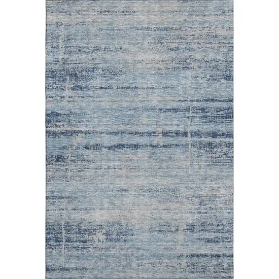 Sky Blue And Gray Abstract Washable Area Rug With UV Protection Photo 1