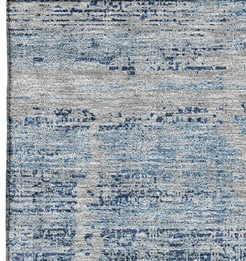 Sky Blue And Gray Abstract Washable Area Rug With UV Protection Photo 3